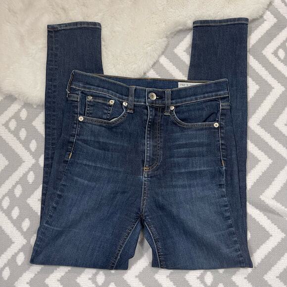 Rag and Bones High Rise‎ Ankle Skinny Medium Dark Wash Jeans Size 27 - Picture 1 of 7